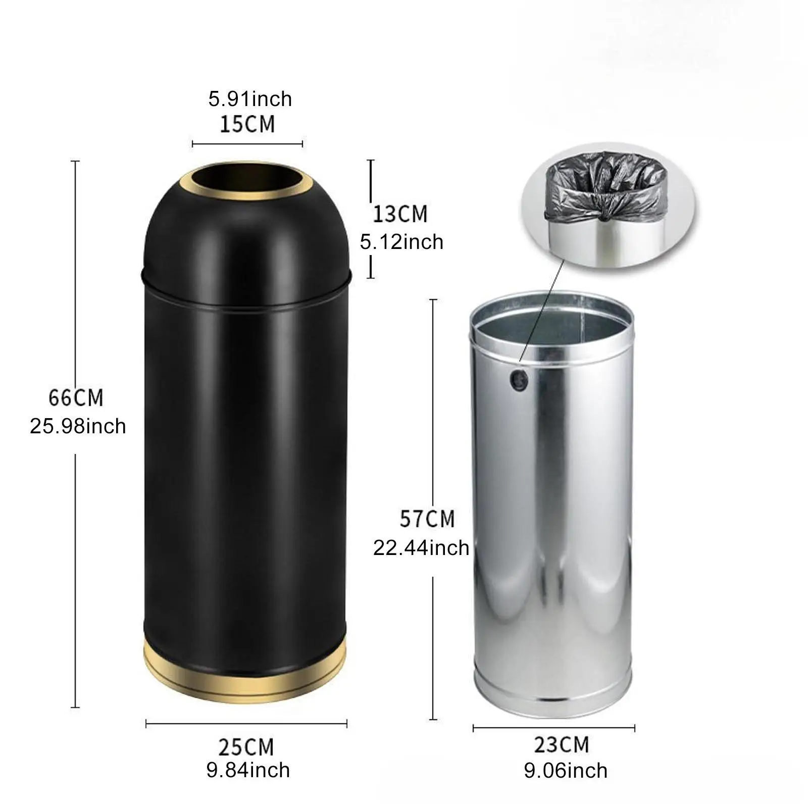 Commercial Trash Can Industrial Decorative Garbage Recycling Bin Wastebasket for Park Living Room Bedroom Kitchen Indoor Outdoor