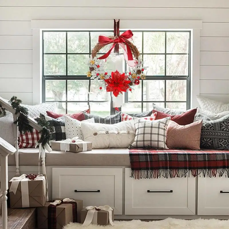 Corona de Navidad para puerta Delantera, decoración de ventana, pared, guirnalda de Navidad, adorno, suministros para fiestas de Halloween - imagen 4