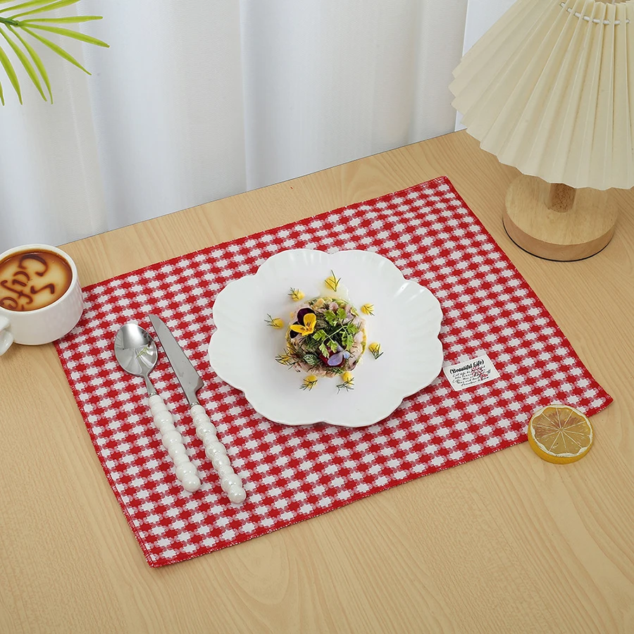 Funda de almohada de ambiente navideño de Jacquard a cuadros de doble cara, mantel de cocina, tela de comedor de moda Ins de estilo coreano - imagen 2