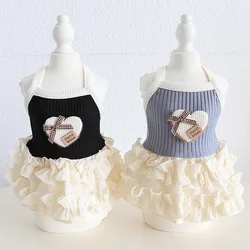 Vestido de tirantes para mascotas, falda abombada de encaje, ropa para gatos de primavera/verano, vestidos para perros y mascotas, ropa para cachorros pequeños, vestido pequeño