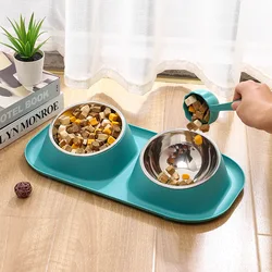 Cuenco doble inoxidable antideslizante para perros y gatos