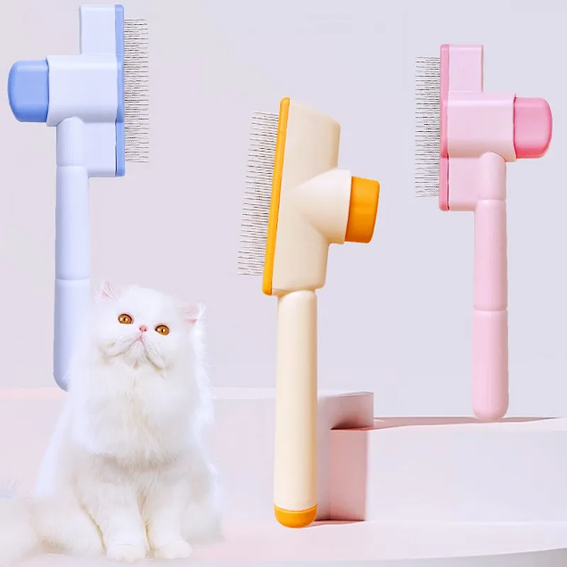 Peine para perros, cepillo de masaje para gatos, removedor de pelo para mascotas, cepillo para perros autolimpiante, peines automáticos para pelo de gato, peine para el cuidado de mascotas con apertura de nudos - imagen 2
