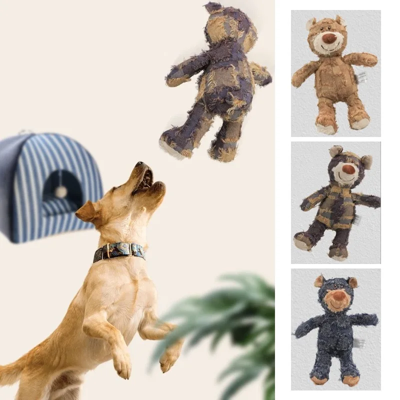 Juguete interactivo para perros con sonido oso peluche masticable - imagen 2