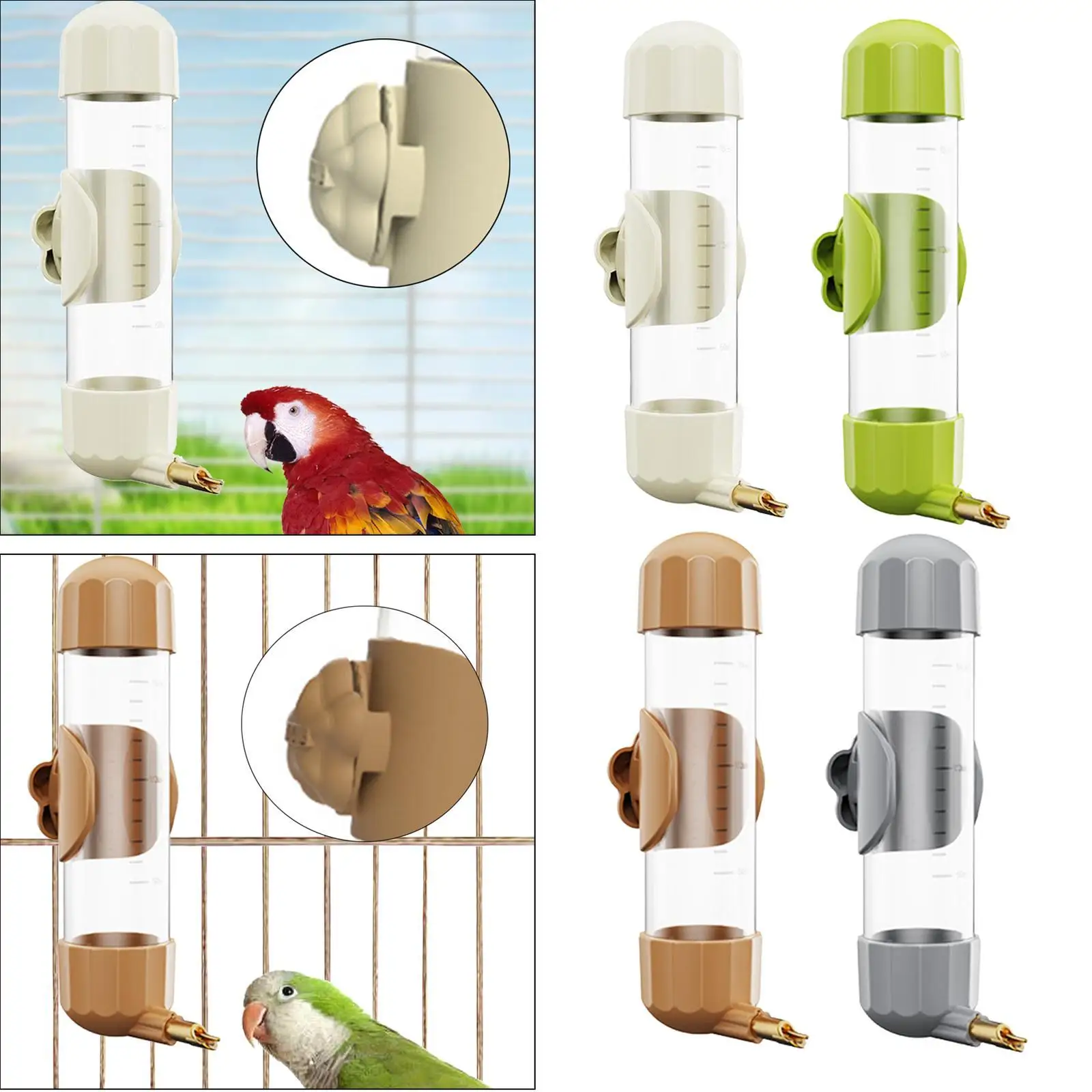 Parrot Automatic Drinking Water Feeder Detachable Cleaning Cage Hanging Dispenser for Bird Aviary Use - imagen 4