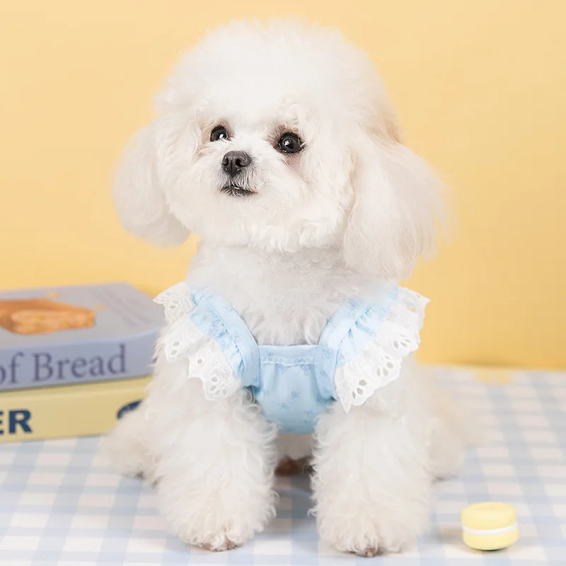 Falda de princesa con lazo fresco para perro, vestido para gato, ropa fina y transpirable para mascotas, ropa para cachorros pequeños, primavera - imagen 4