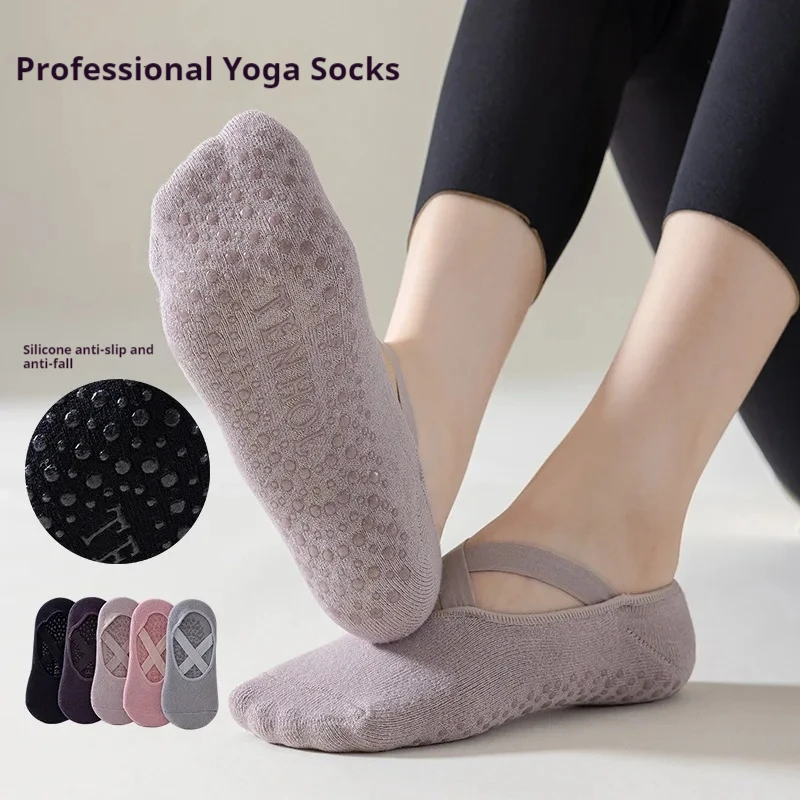 Calcetines de Yoga profesionales para mujer, calcetines antideslizantes de silicona para Ballet y Pilates, calcetines deportivos de baile transpirables con espalda descubierta