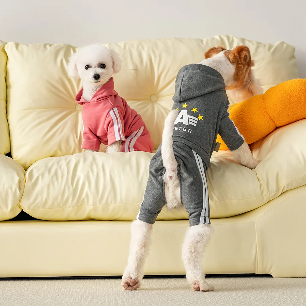 Mono de primavera para perros, ropa deportiva, Sudadera con capucha suave para perros, trajes de diseño de cuatro patas, ropa deportiva para mascotas para perros pequeños y medianos - imagen 3