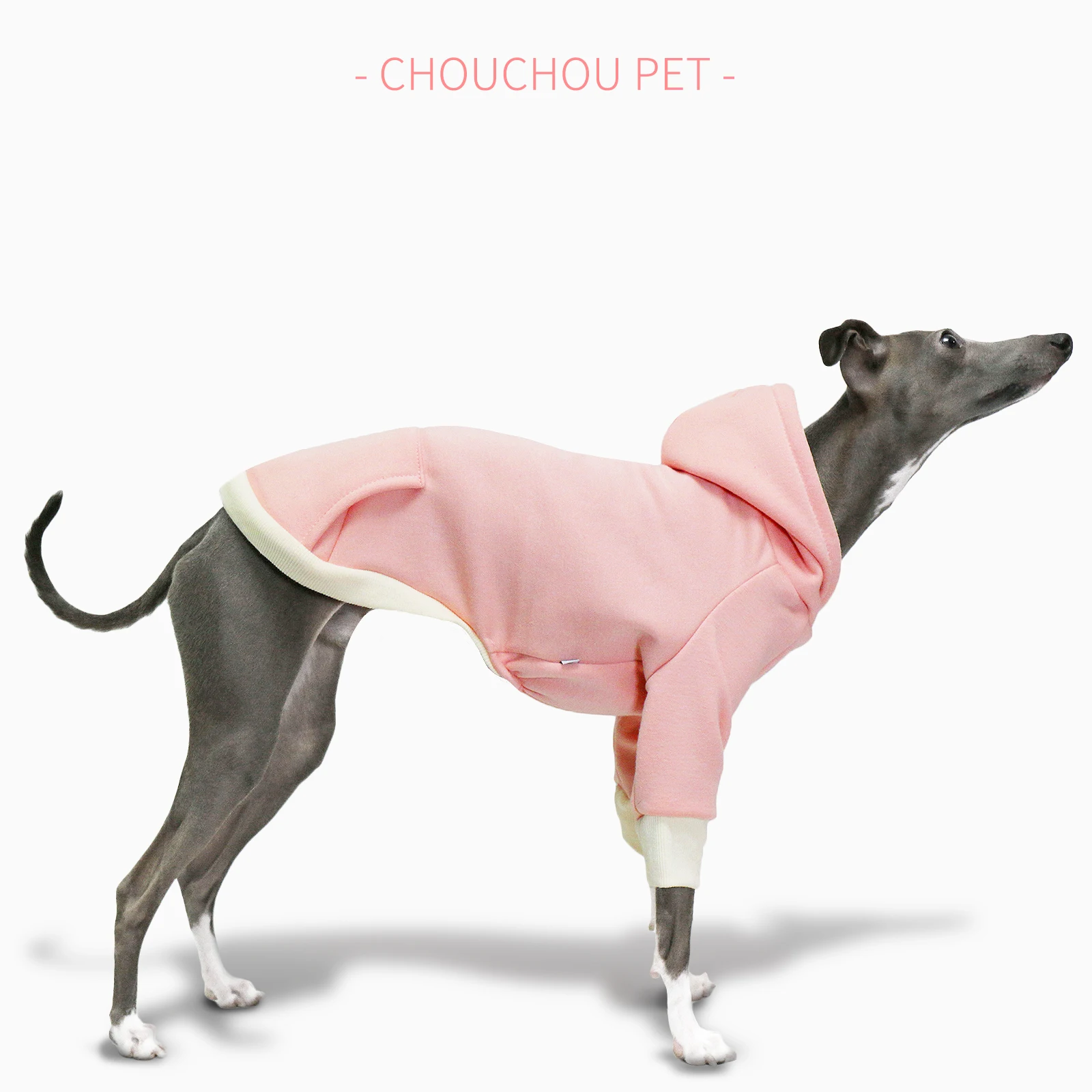 Rosa italiano galgo primavera nueva sudadera marrón con capucha más terciopelo cálido ropa deportiva para mascotas ropa para perros Whippet - imagen 2