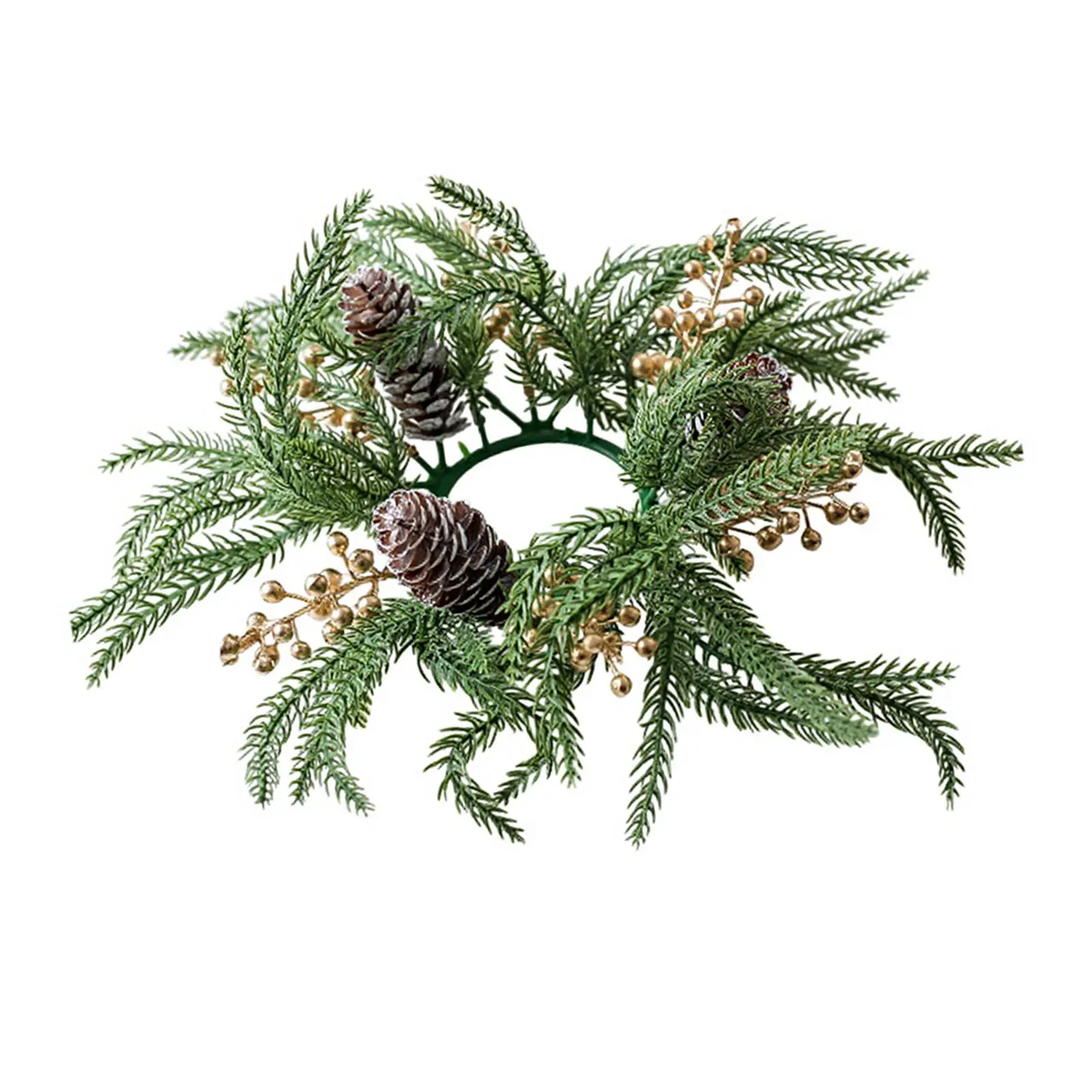 Christmas Artificial Candle Ring Wreath Creative, Decorative, Table Centerpiece Pine Needle Wreath for Holiday Living Room Desk