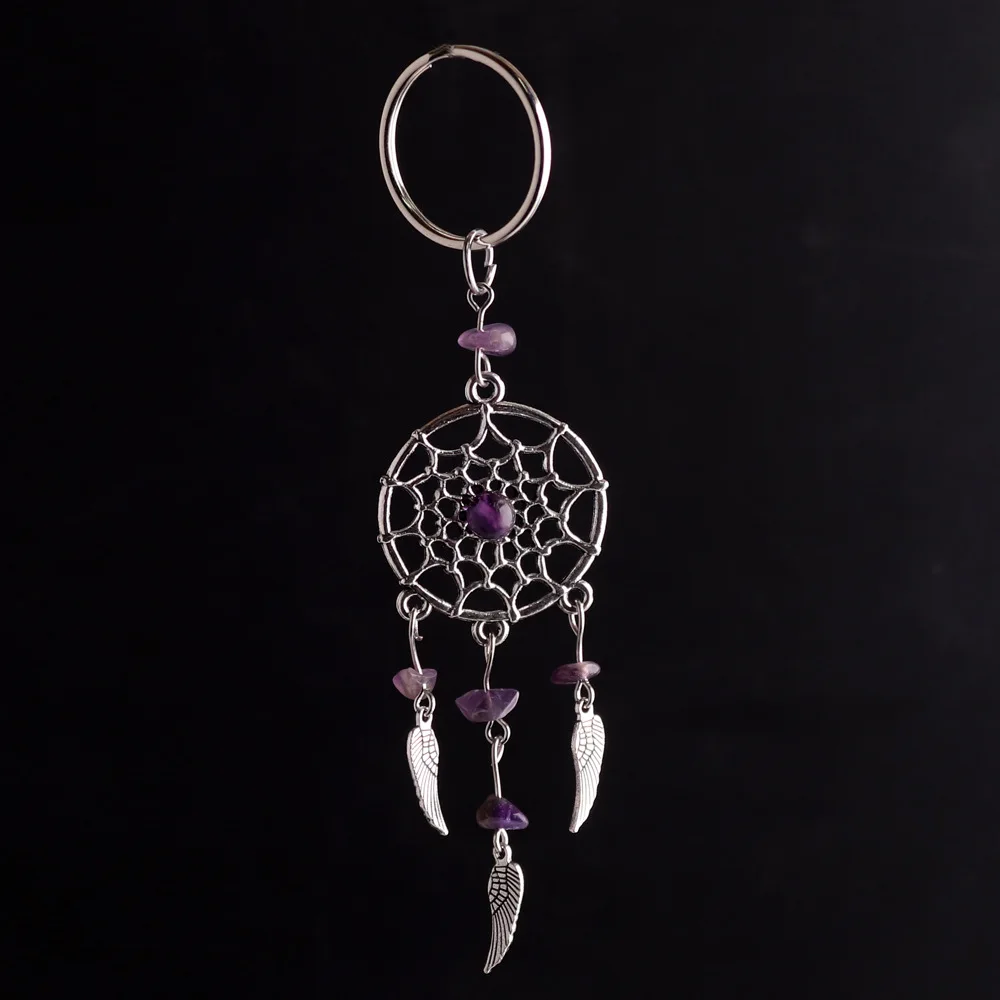 Atrapasueños de grava de cristal Natural minimalista y personalizado, llavero con alas de árbol de la vida, colgante, accesorio de regalo, 3 uds. - imagen 4