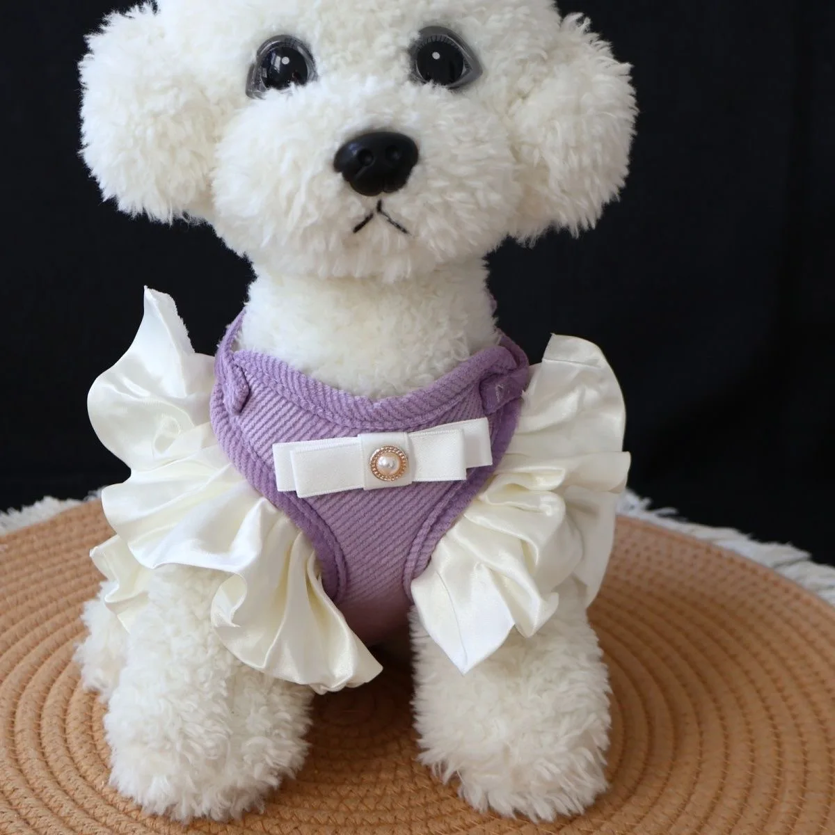 Arnés Kawaii con volantes para cachorros, arnés para perros pequeños, gatos, plomo para caminar para Bichon Frise maltés, suministros de entrenamiento para perros de peluche