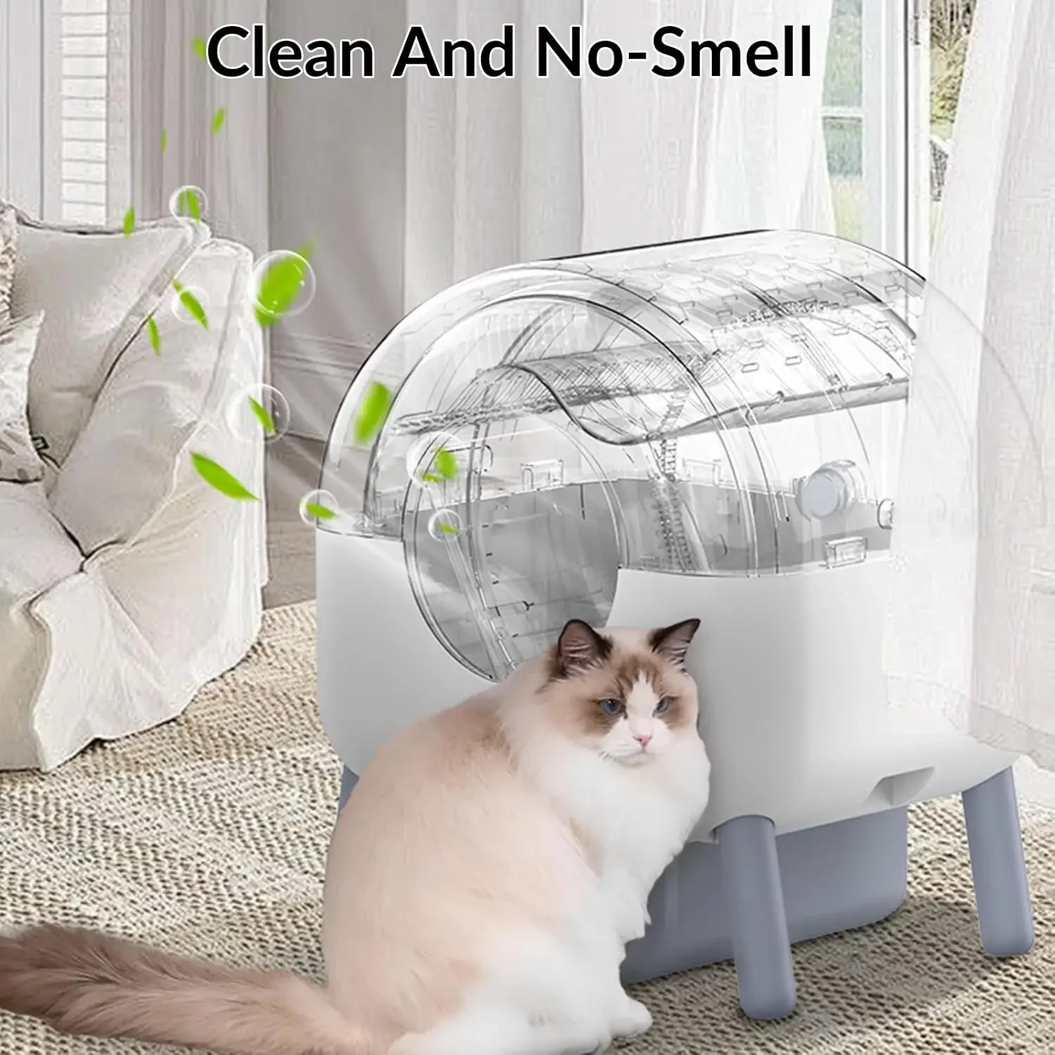 Caja de arena autolimpiante, caja de arena automática 76L + 13L, robot de caja de arena extra grande con control de aplicación monitoreo de peso - imagen 4