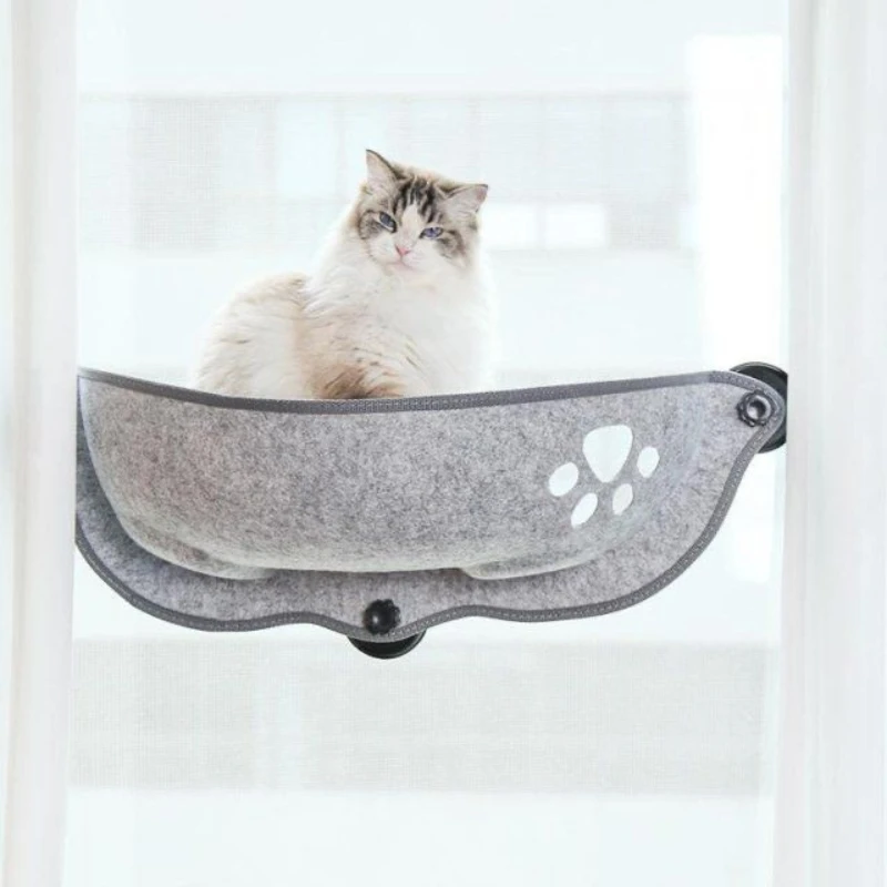 cama gato Hamaca colgante con ventosas para gato, cama de almacenamiento con ventosa de cristal, para gato, 2023 - imagen 4