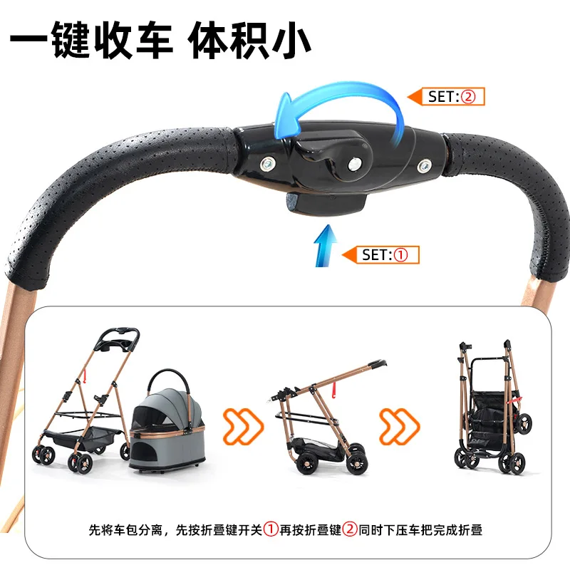 Carrito de transporte para perros y gatos – Plegable y ligero - imagen 3