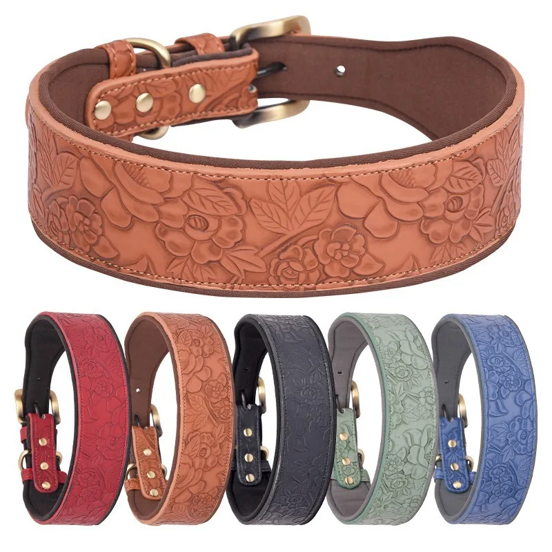 Collar cuero PU para perro resistente con acolchado suave y hebilla D - imagen 4