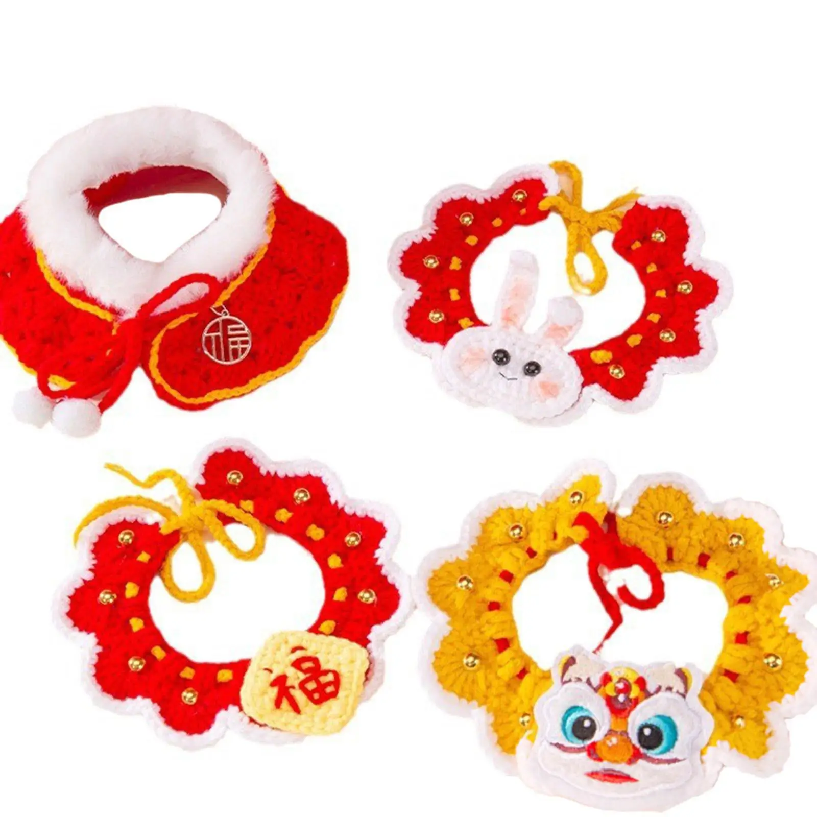 New Year Knitted Cats Collar Decorative Photo Prop Comfortable Adjustable Kitten