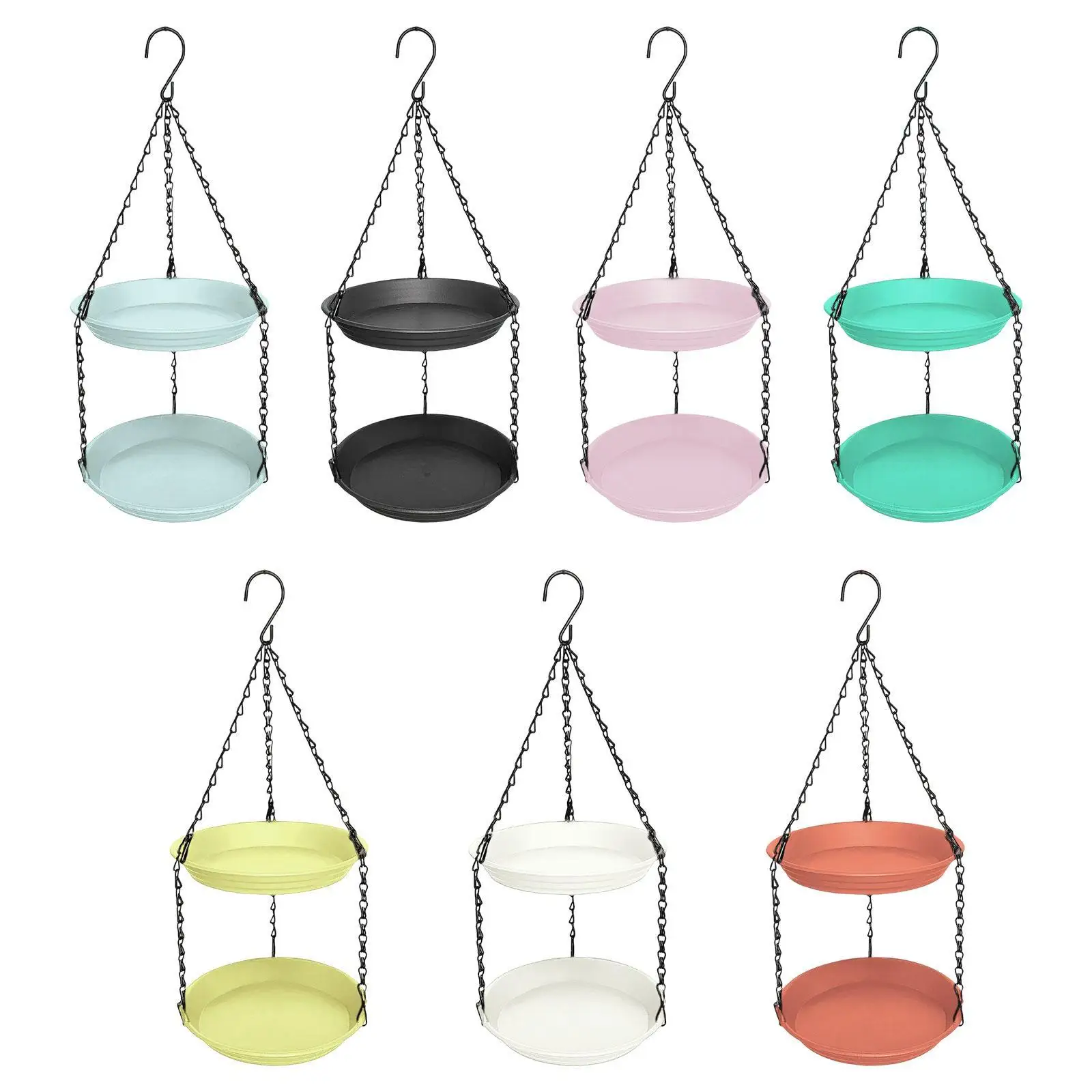 Hanging Bird Feeder Ornament with Double Plate Patio Large Capacity Bird Lovers Garden Garden Yard Decoration Accessories