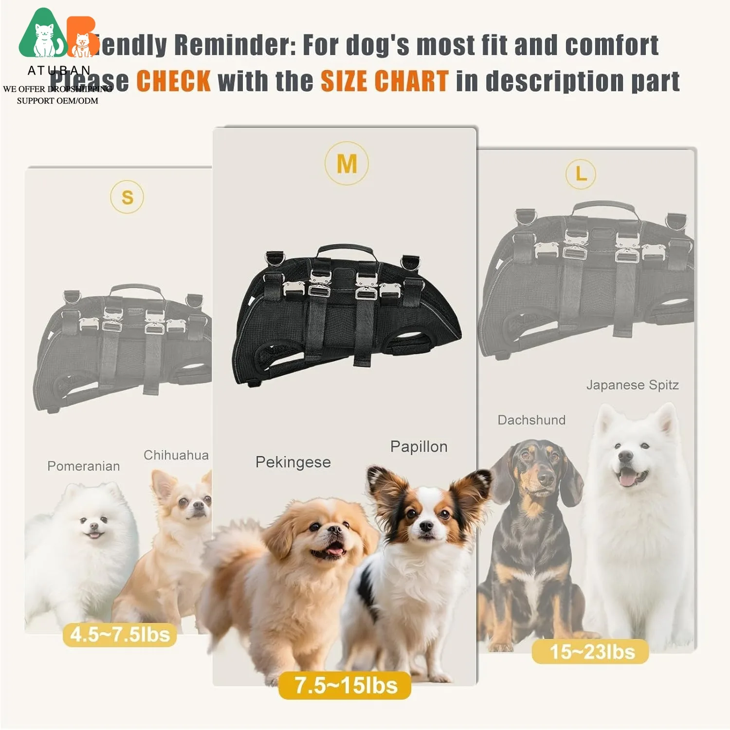 ATUBAN Arnés de Elevación para Perros de 2-21 kg – Transporte y Emergencia - imagen 2