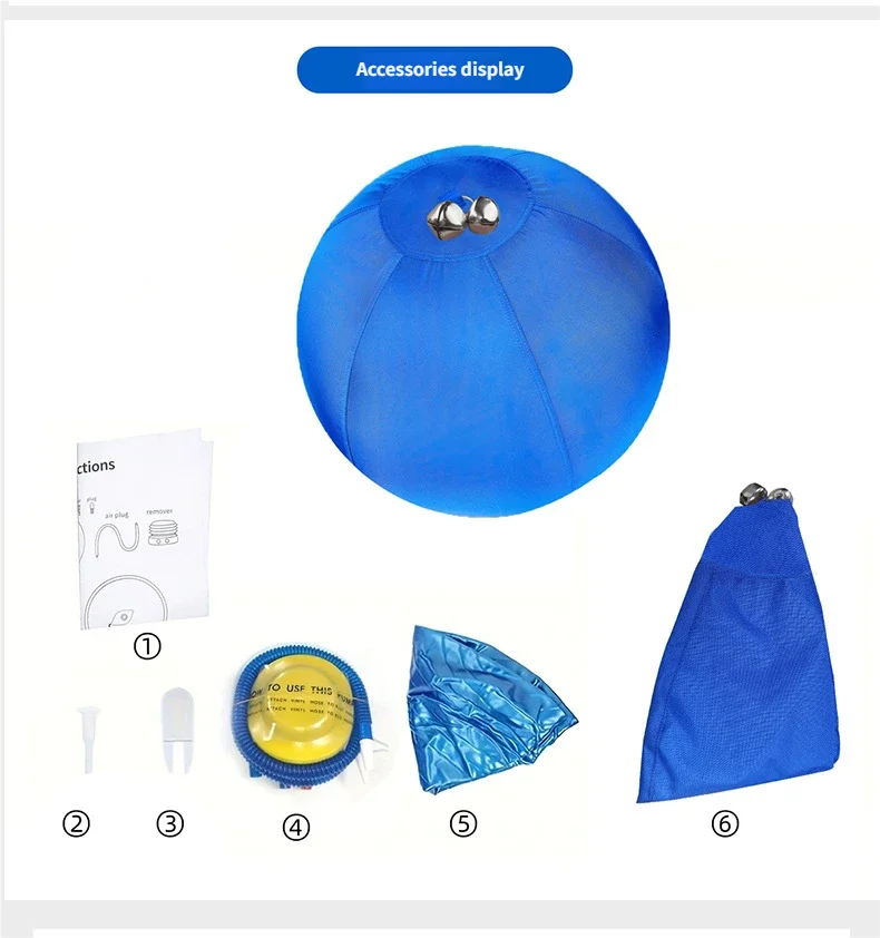 Pelota de rugido de 17,7 pulgadas con campana para perros, pelota de entrenamiento inflable para perros, juguetes de doble capa, pelota grande resistente para perros para razas Herding - imagen 4