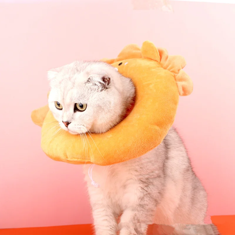 Anillo Elizabeth antipérdida para perro, Collar de tela suave con diseño de León/Crausa, cubierta para el cuello, auriculares bonitos para mascotas, suministros para gatos