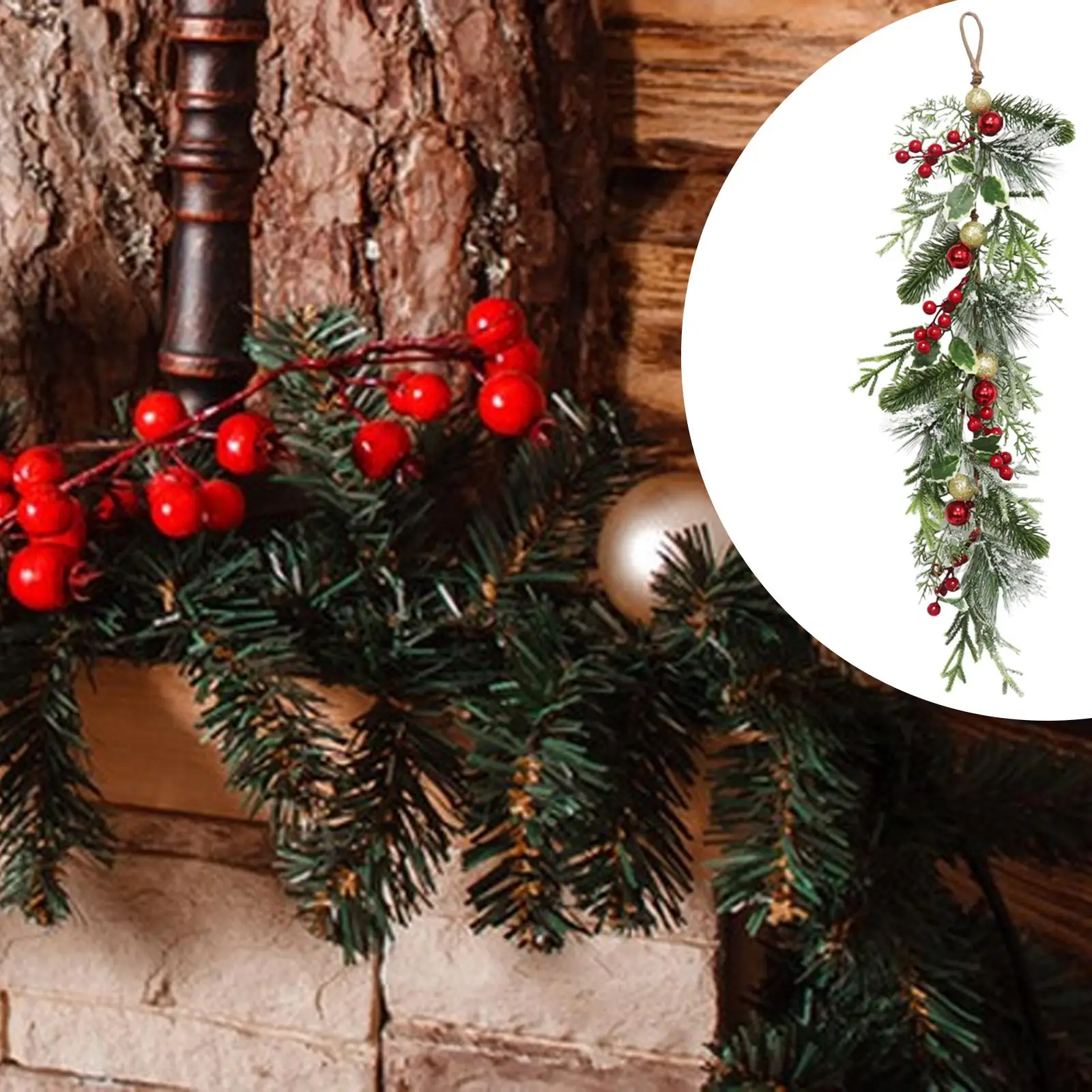 Botín de lágrima navideño, corona artificial, adorno colgante de Navidad, corona de puerta delantera, corona navideña para vacaciones en el jardín de la repisa