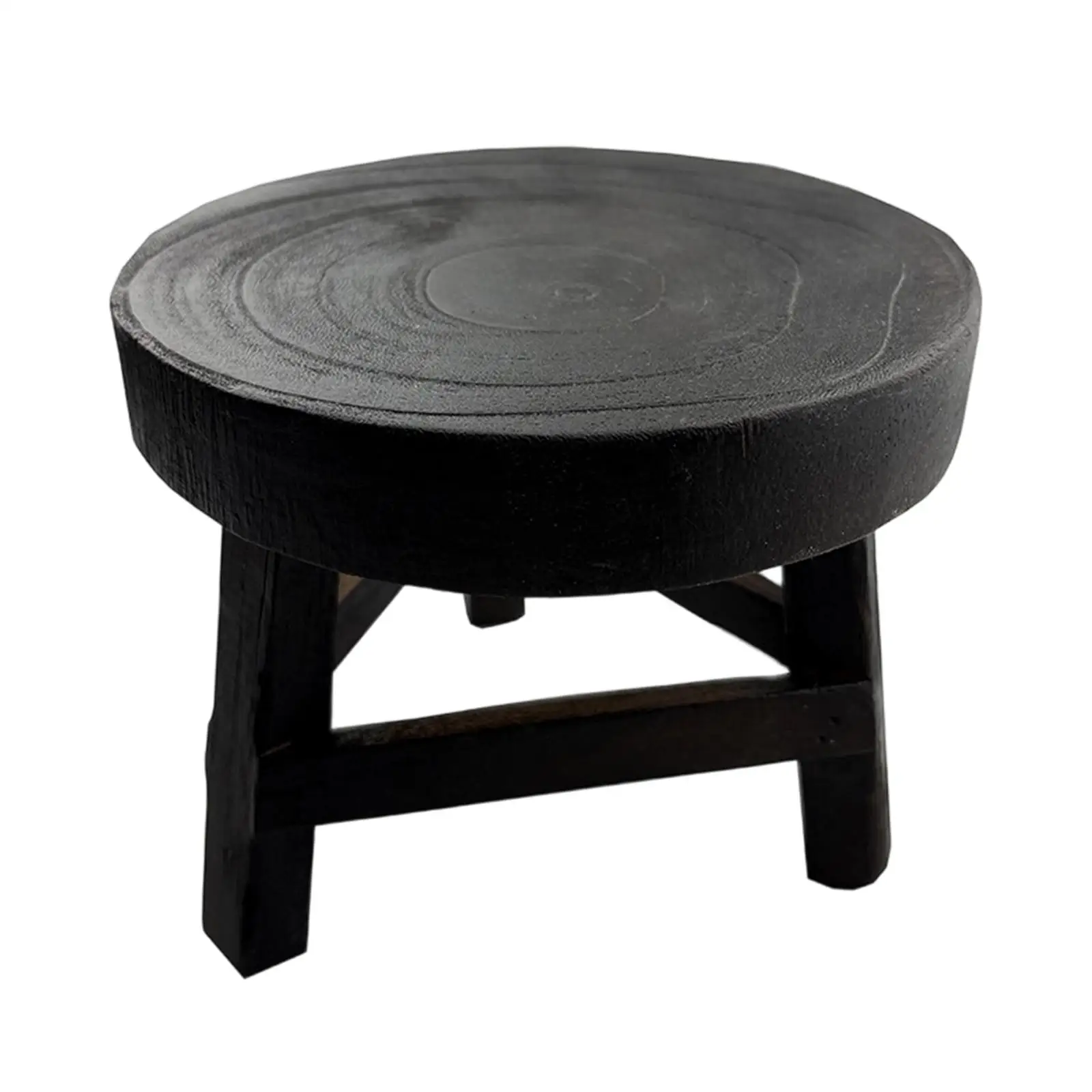 Wooden Plant Stool Decorative Round, Flower Pot Stool Planter Holder, Bonsai Rack for Office Desktop Living Room Home Decoration