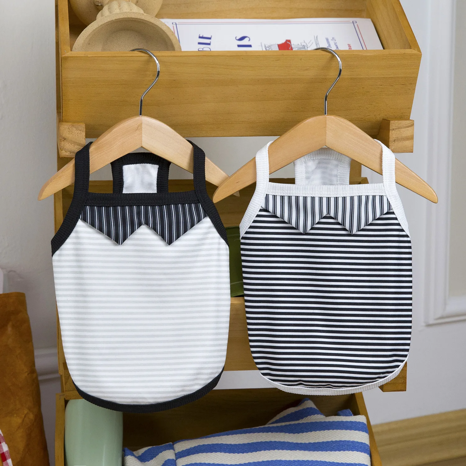 Camisola de primavera para mascotas, chalecos universales finos a rayas para perros y gatos, ropa para perros con osito de peluche, chaleco refrescante para perros y cachorros