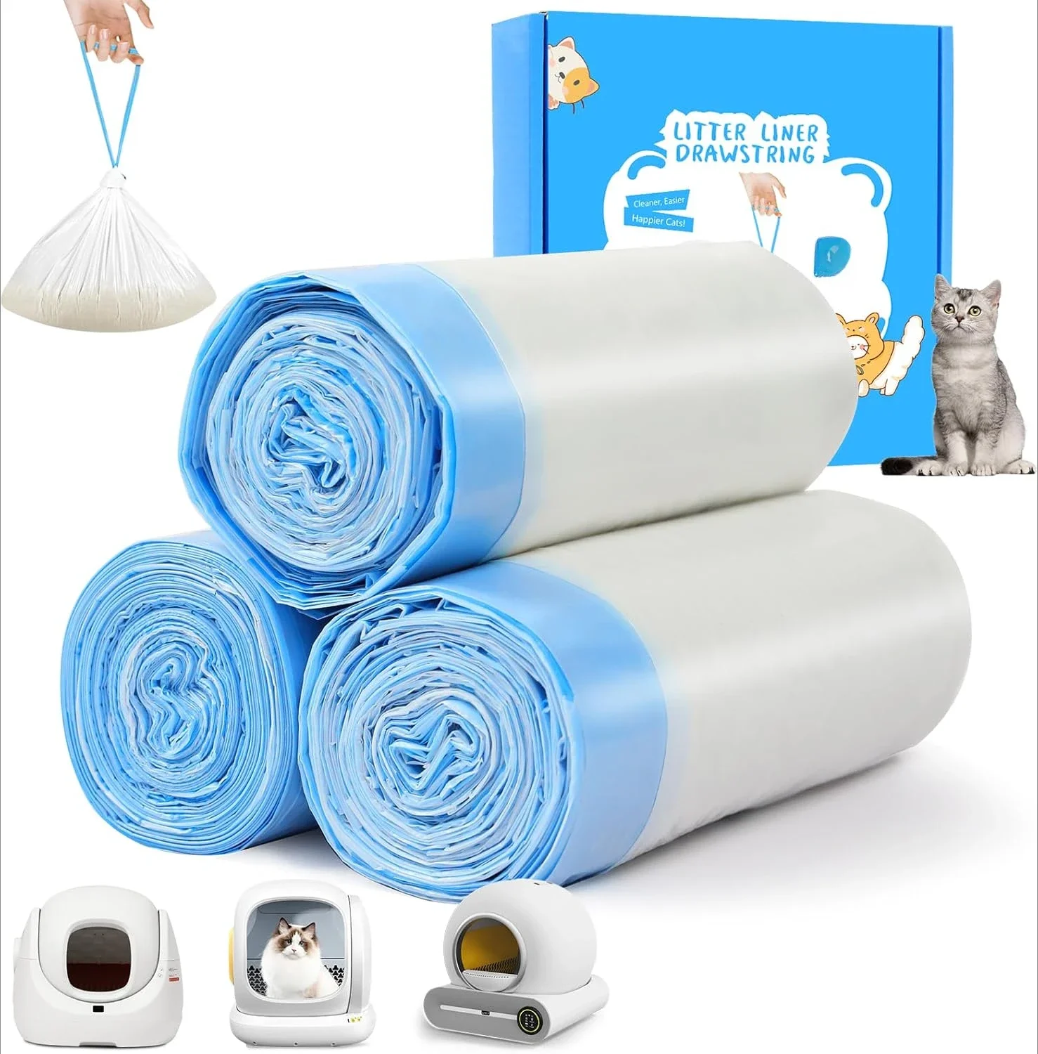 Bolsas higiénicas extragruesas arenero automático MeoWant y Catlink - imagen 5