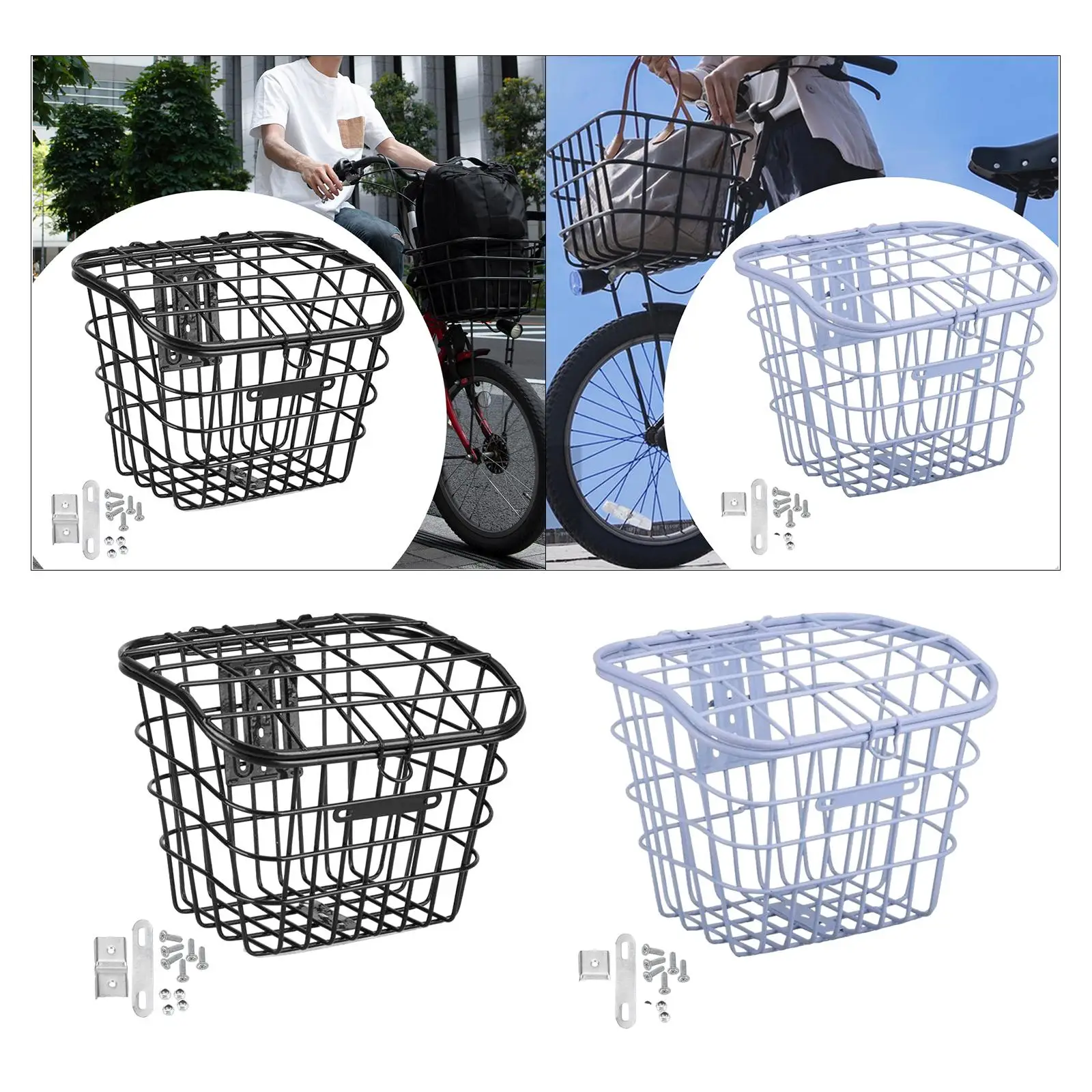 Bike Basket with Lid Biking Havy Duty Pet Carrier Bicycle Basket for Outdoor Mountain Road Bike Folding Bikes Hiking Kids Bikes