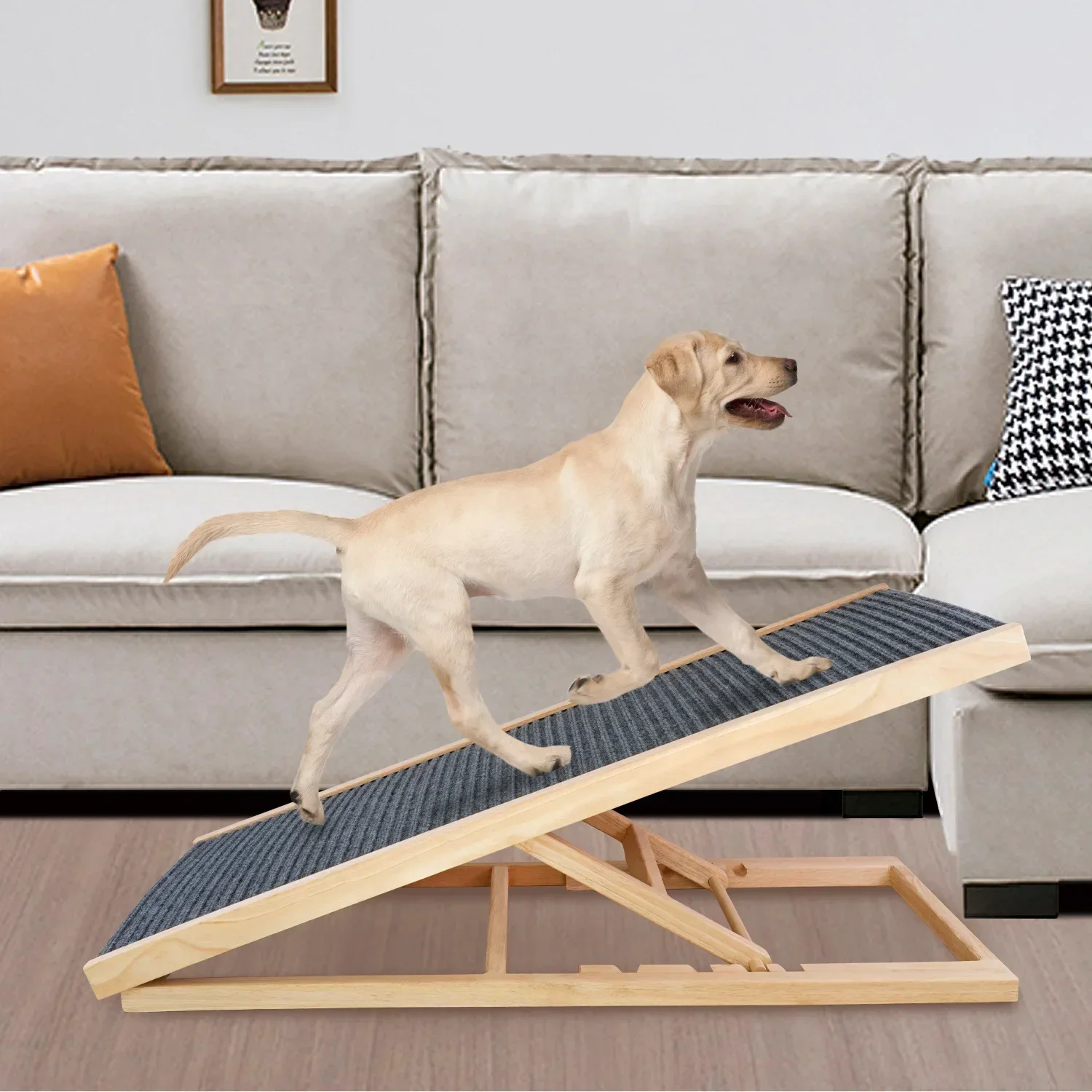 Rampa de madera ajustable plegable para perros y gatos – acceso - imagen 4