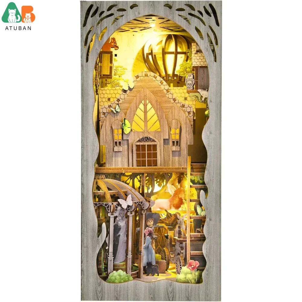Kit de libros en miniatura 3D, juguete de rompecabezas de casa de muñecas de madera, construcción de Mini casa de muñecas, sujetalibros, decoración de estante para niños y niñas - imagen 2