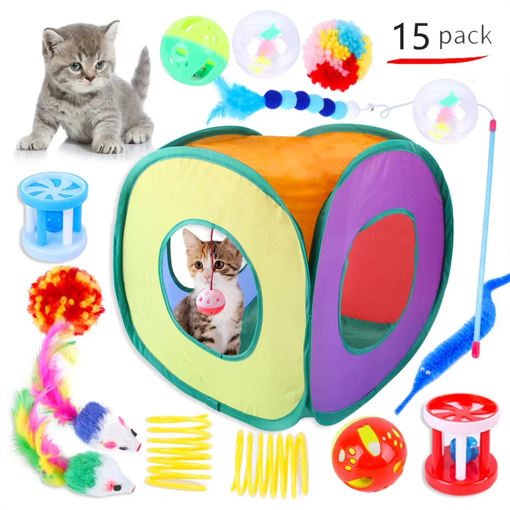 Divertida tienda para gatos, suministros para ratones, simulación de peces, accesorios para gatitos, juguetes para gatos, pelotas interactivas, juego de gato plegable, túnel Chat - imagen 2