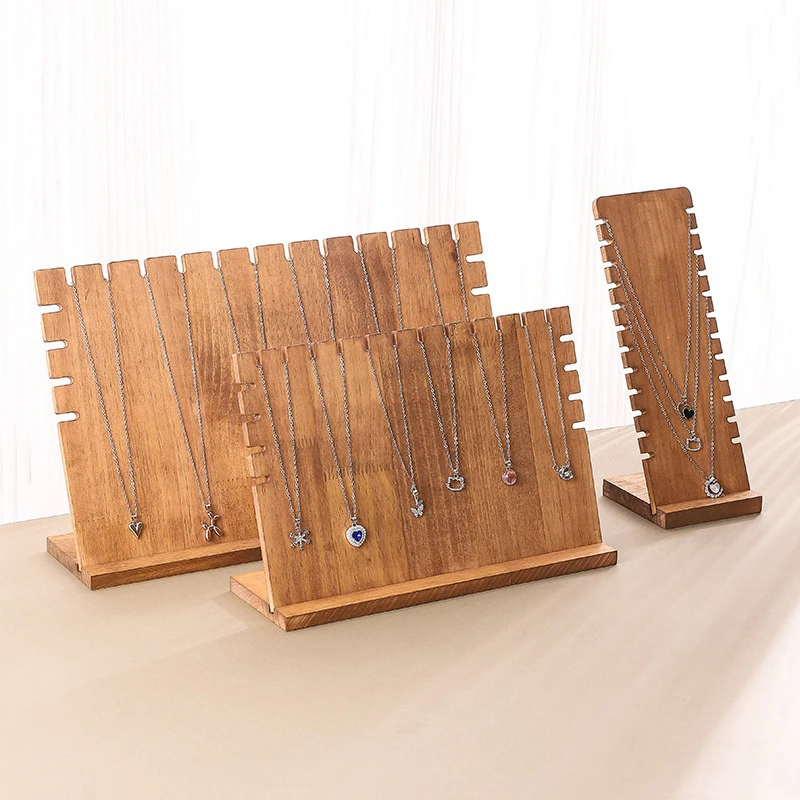 Marco de collar de madera de nogal, marco de presentación de joyería en forma de L, soporte para colgante, accesorios de presentación de joyería para almacenamiento de joyería - imagen 3