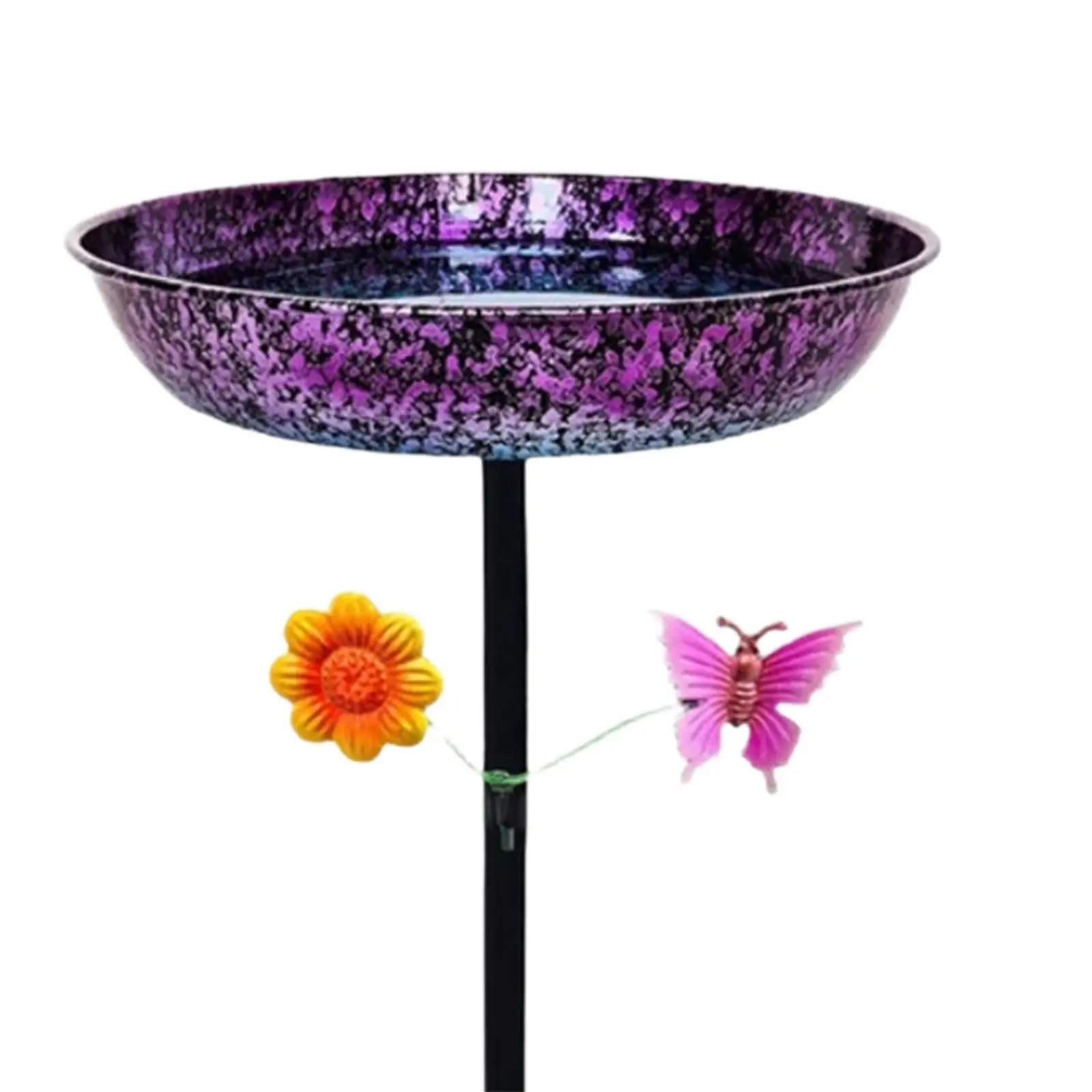Cuenco de baño para pájaros, decorativo de Metal, resistente, para exteriores, comedero para pájaros con estaca para patio, patio trasero, decoración exterior - imagen 5