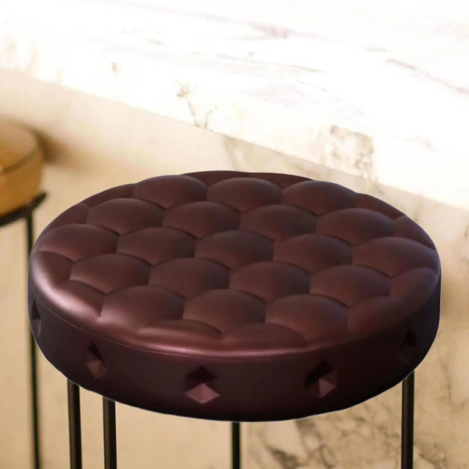Round Seat Cushion PU Leather Seat Top Round Waterproof Chair Accessory Replacement for Salon Round Seat Cushion PU Leather Seat Top Round Waterproof Chair Accessory Replacement for Salon