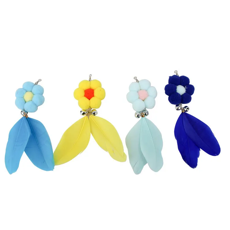 Juguete interactivo Multicolor para gato, palos Teaser para gato, suministros para gato, Bola de piel, flor, mordedura - imagen 4