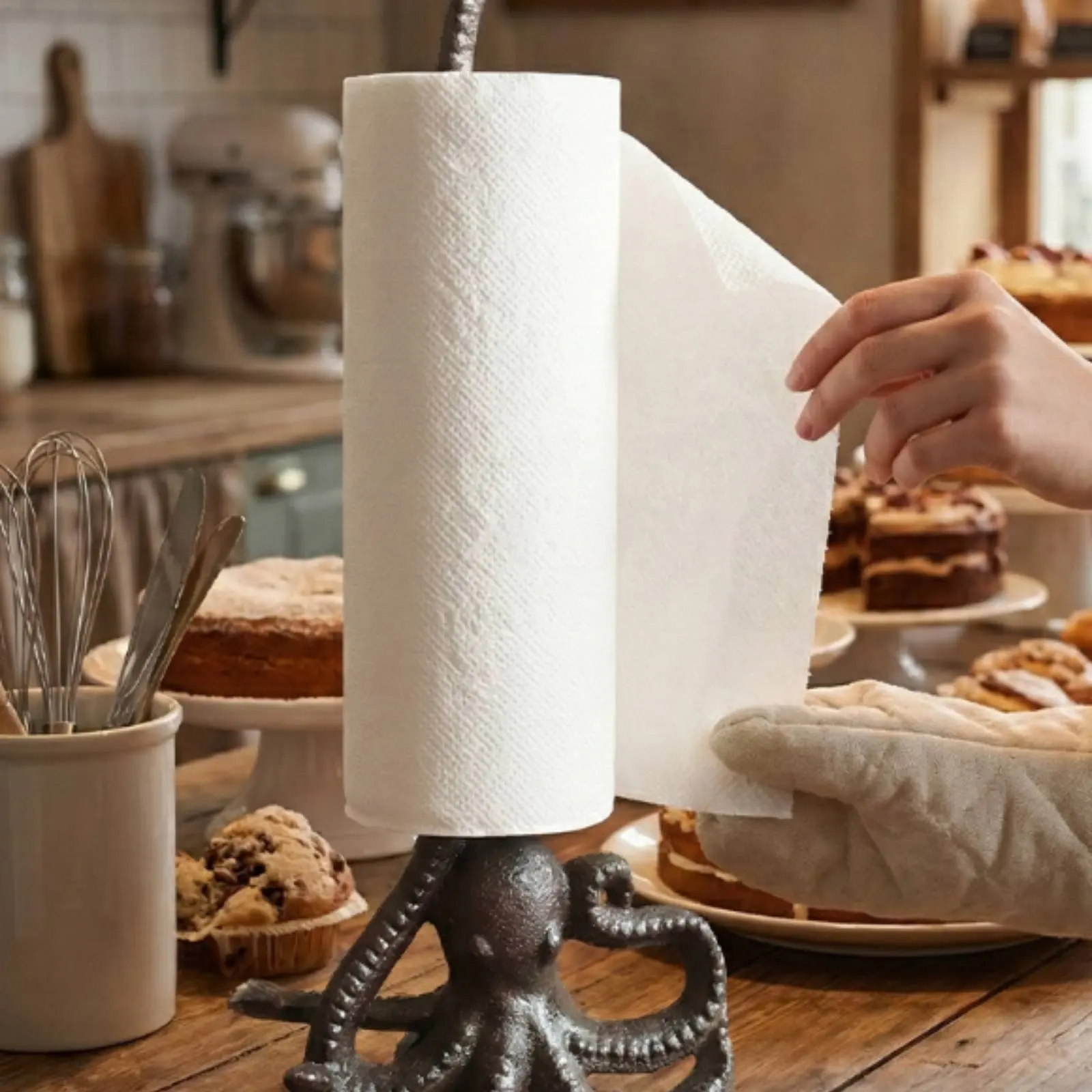 Portarrollos de hierro fundido antideslizante para papel cocina - imagen 2