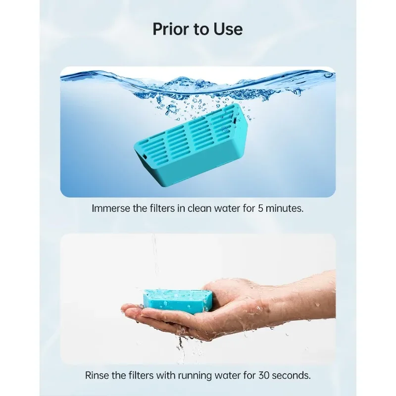 Filtro de repuesto para fuente de agua para gatos con pilas, 3 filtros y 3 esponjas prefiltro, filtros de repuesto - imagen 2