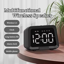 Reloj despertador Bluetooth portátil con altavoz y pantalla LED