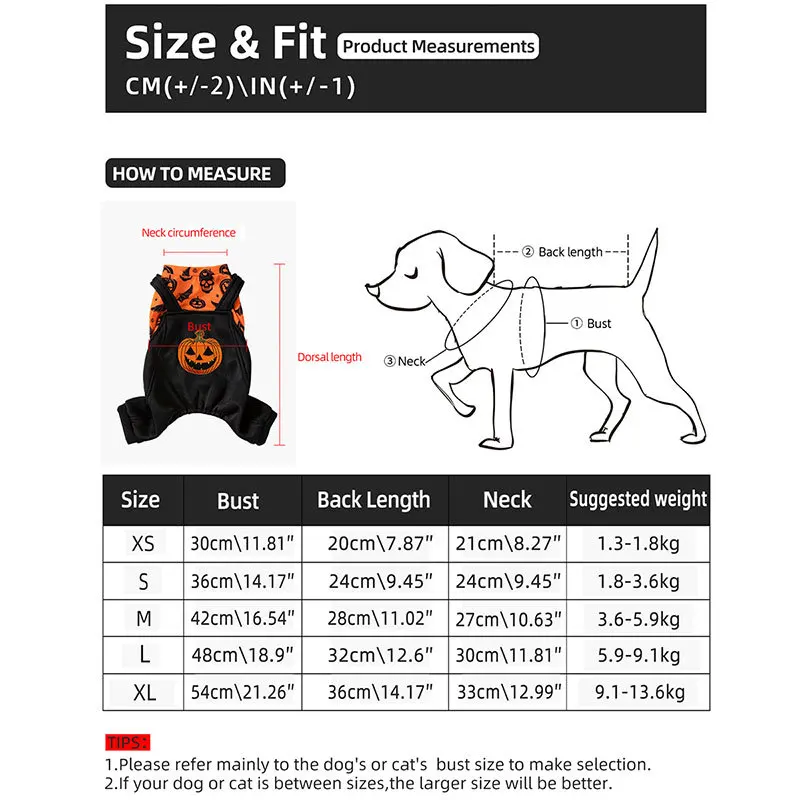 Mono de fiesta de Halloween para mascotas, pantalones de cuatro patas para otoño e invierno, traje de vacaciones, chaqueta, ropa para cachorros, pijamas para perros - imagen 4