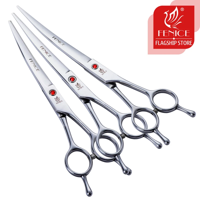Fenice-Tijeras curvas de acero inoxidable de 7/7, 5/8 pulgadas, tijeras de aseo para perros y mascotas, tijeras para cortar el pelo, Jahж......цы tijeras tesoura - imagen 2