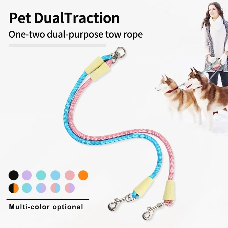 Correa doble para perro, cuerda para mascotas, accesorios para exteriores, correa para gato, perros medianos, correas de plomo para cachorros, gatos, mascotas, Pug, arnés, correas, suministros