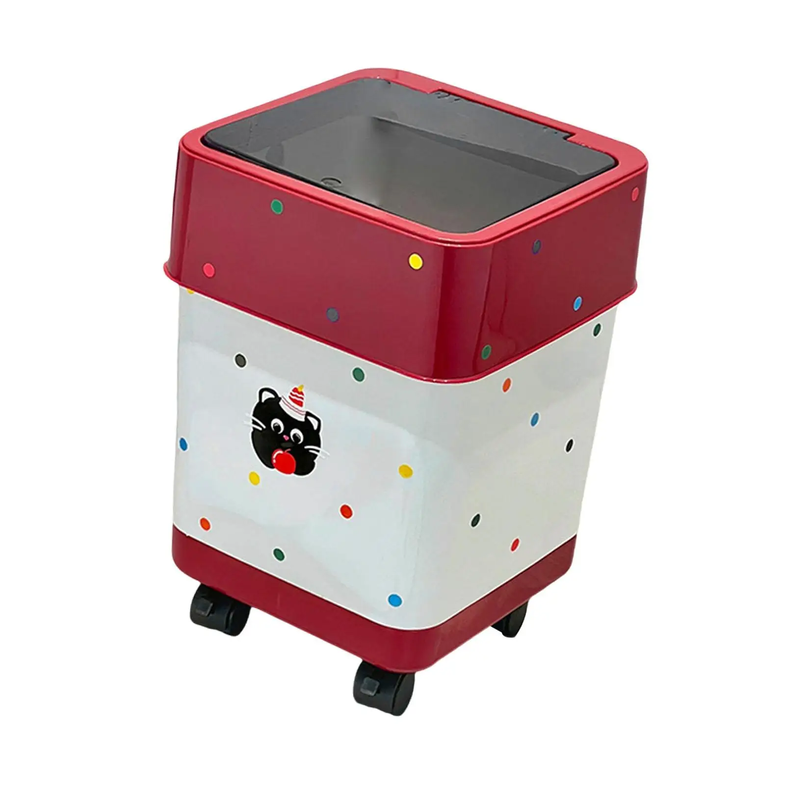 Cubo de basura con ruedas, cubo de basura, cesta de basura bonita y resistente, cubo de basura rodante con ruedas para sala de estar, baño, habitación de niños - imagen 2