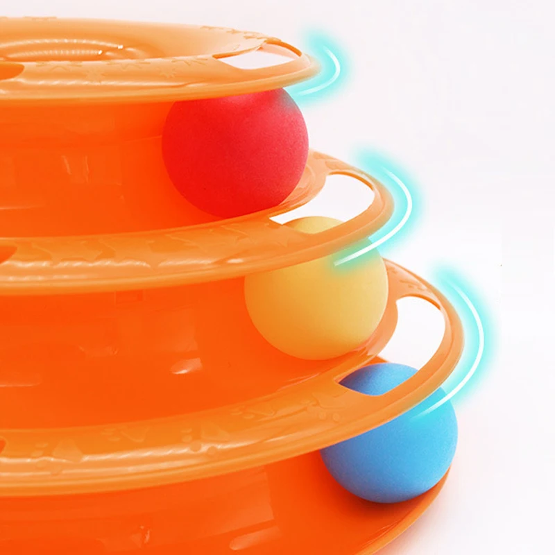 Torre interactiva de juguete para gatos, plataforma giratoria, bolas de rodillo, juguetes para gatos, gatitos, rompecabezas, pista, juguete, suministros de entrenamiento para mascotas, accesorios - imagen 3