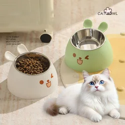 Cuenco elevado con orejas de conejo, acero inoxidable - Antideslizante para perros y gatos