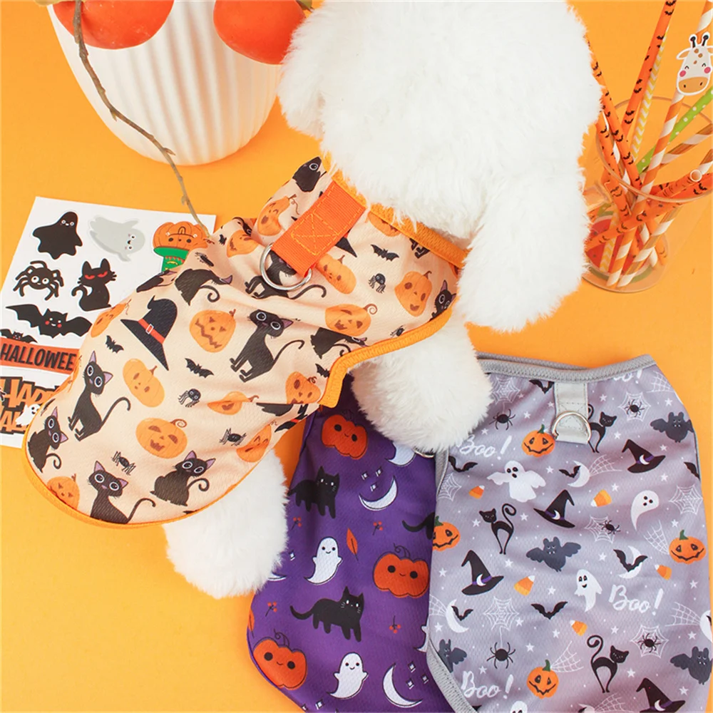 Chaleco sin mangas con estampado de terror para Halloween, ropa transpirable de verano para perros pequeños y gatos, disfraz de Cosplay para cachorros - imagen 3