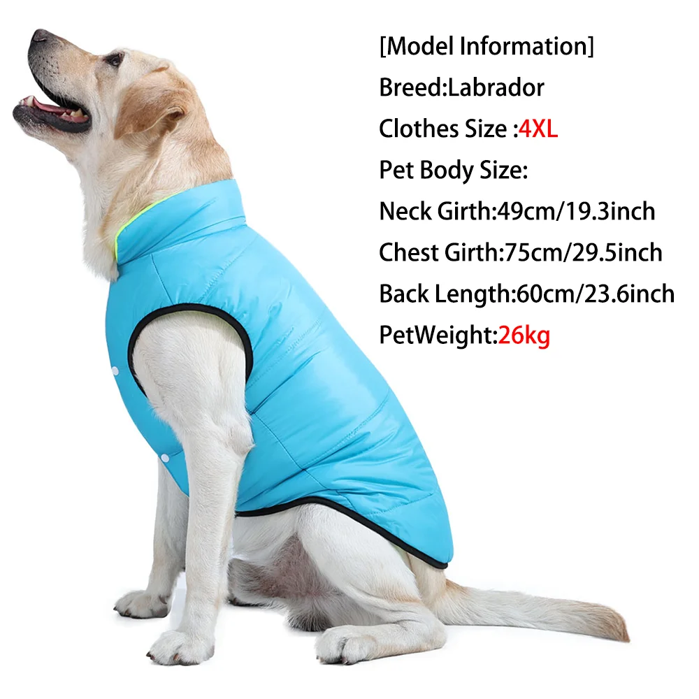 Abrigo Reversible para perros con orificio para correa para perros pequeños y grandes, chaqueta cálida de invierno para mascotas, Parka impermeable para Chihuahua Labrador Retriever - imagen 5