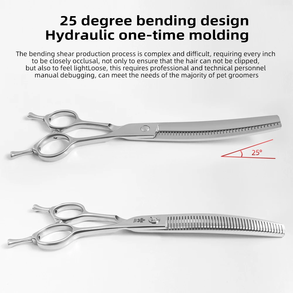 Pet bending pengpeng scissors Japanese VG10 steel 7.25 inch 7.5 inch pet groomer Ergonomic handle Hair removal rate of 50% - imagen 2