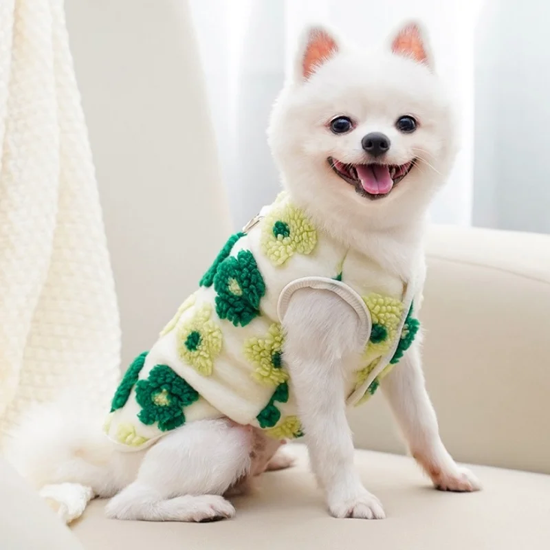 Abrigo para perros, chaqueta, ropa cálida de lana para perros, chaleco para cachorros de invierno, chaqueta con estampado de flores, abrigo para gatos, disfraces de moda para mascotas, ropa para perros - imagen 2