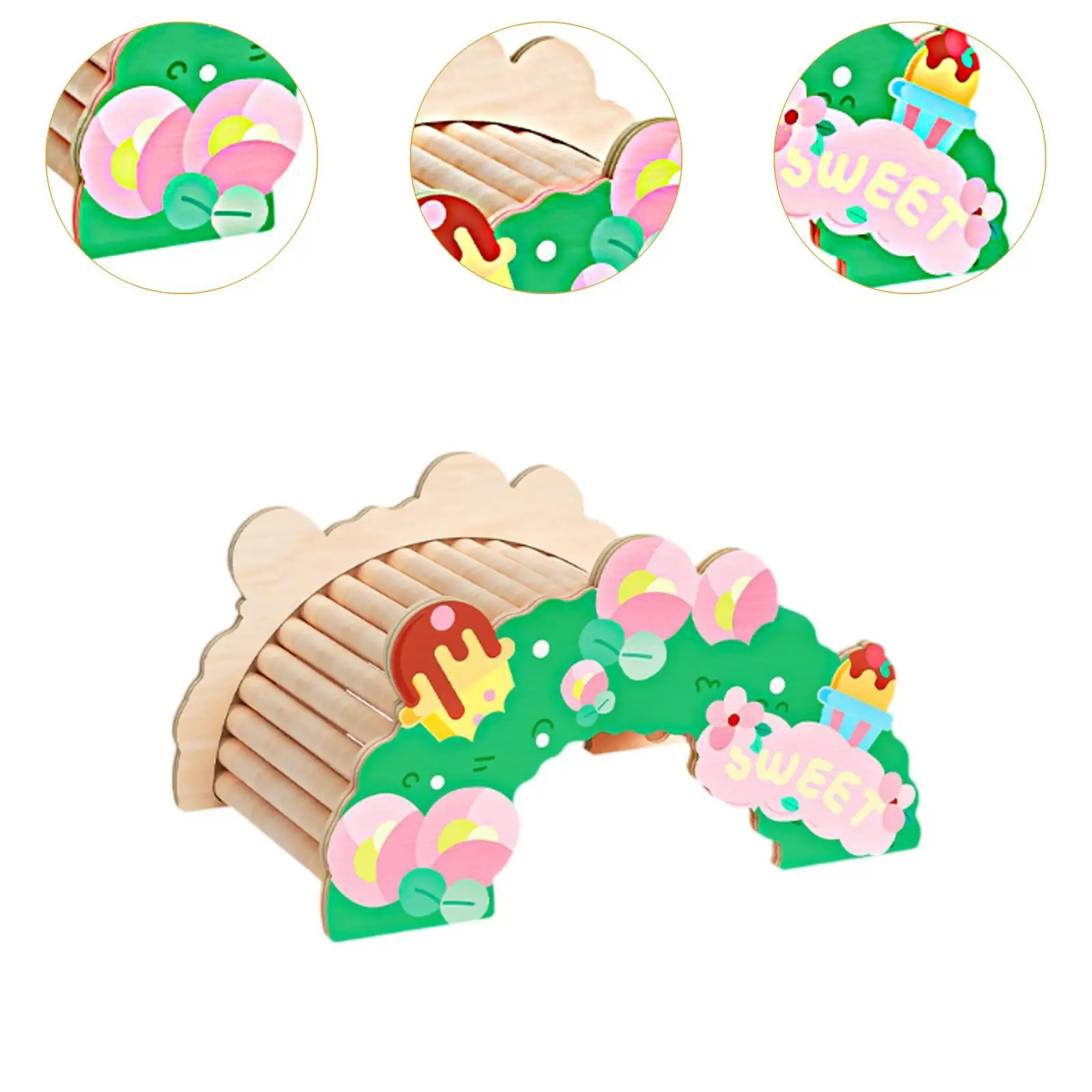 Hamster Bridge Rat Ladder Wooden Hiding Hut Climbing Ladder Bearded Dragon Bridge Reptile Hideout for Rats Mouse Guinea Pigs